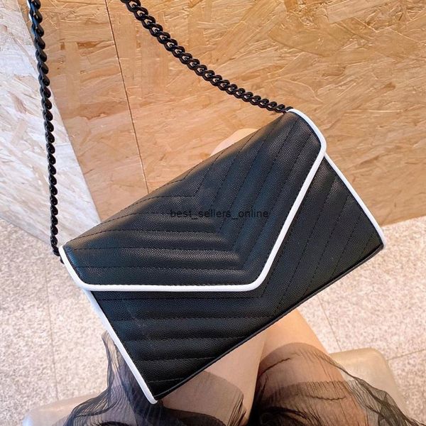 

shoulder bags genuine purse envelope bag fashion ball leather fabric hasp chain wallets v lines thread women high quality, Red;black