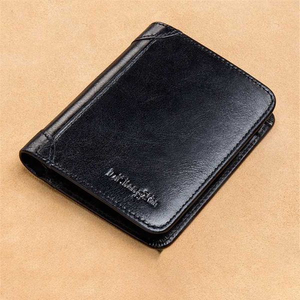 

spot oil wax wallet men's leather rfid anti-theft brush short casual cross-border retro first layer cowhide wallets, Red;black