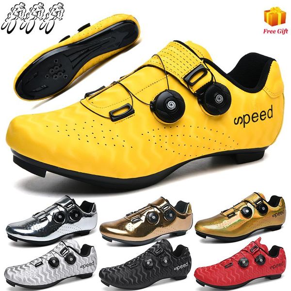 

road bike shoes spd self-locking flat outdoor mountain hiking professional competition cycling men footwear, Black