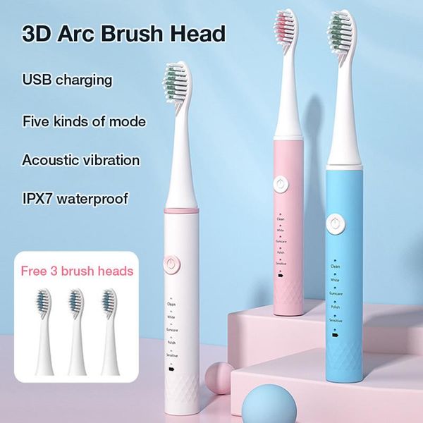 

sonic electric toothbrush timer mode 5 charger usb charging replacement head smart