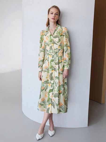 

motf premium printed belted shirt dress 36dv#, Black;gray