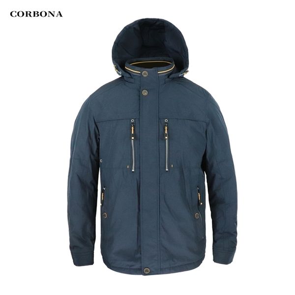 

corbona style oversize autumn cotton jacket weatherproof business casual men winter coat outdoor detachable hat parka 211119, Black