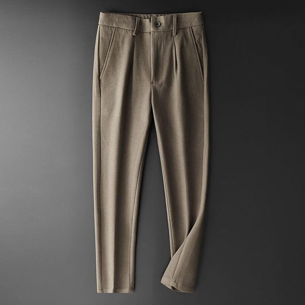 

men's suits & blazers 2021 autumn winter suit pants men business dress thicken woolen trousers straight mens formal work e400, White;black