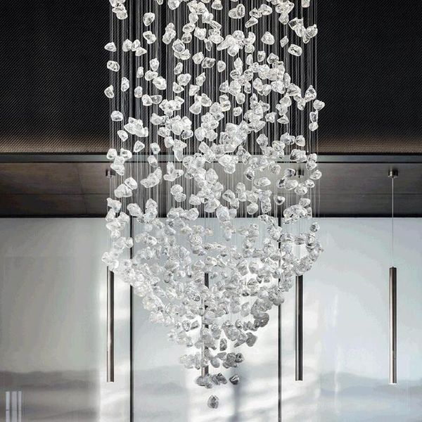 

el crystal chandelier bar living room large engineering light transparent stone glass lamp customize chandeliers