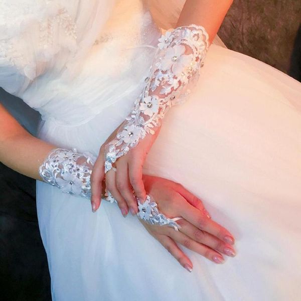 

bridal gloves wedding accessories pierced fingerless dress, White