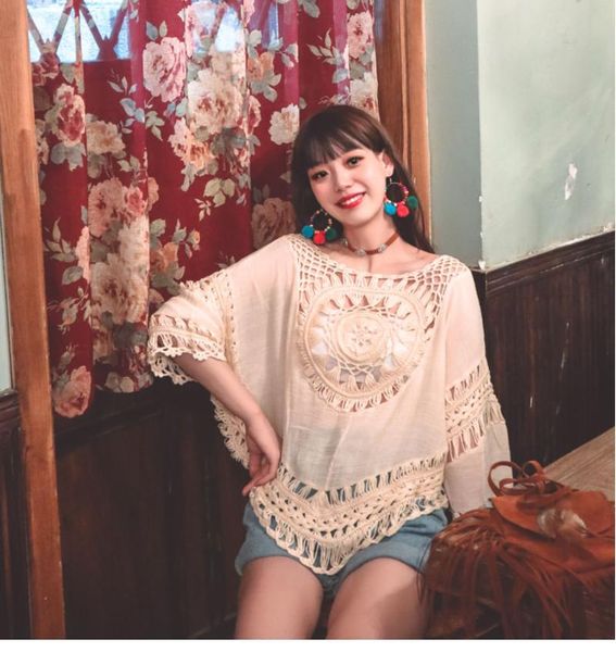 

women's t-shirt fashion women cotton long sleeves hollowed out thin for modern lady summer holiday design, White