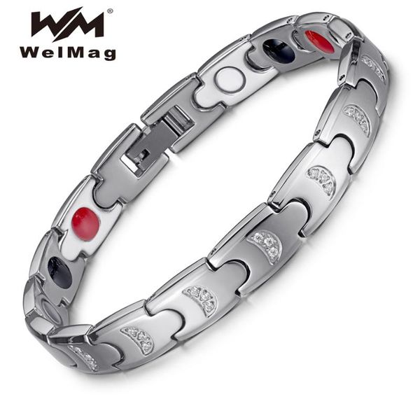 

charm bracelets welmag fashion jewelry stainless steel bracelet healing fir magnetic for lover accessory trendy 2021, Golden;silver