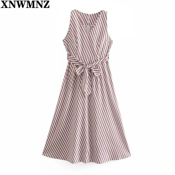 

women fashion lady vest long dress women's summer red white stripe v neck sleeveless outside wear maxi belt robe 210520, Black;gray