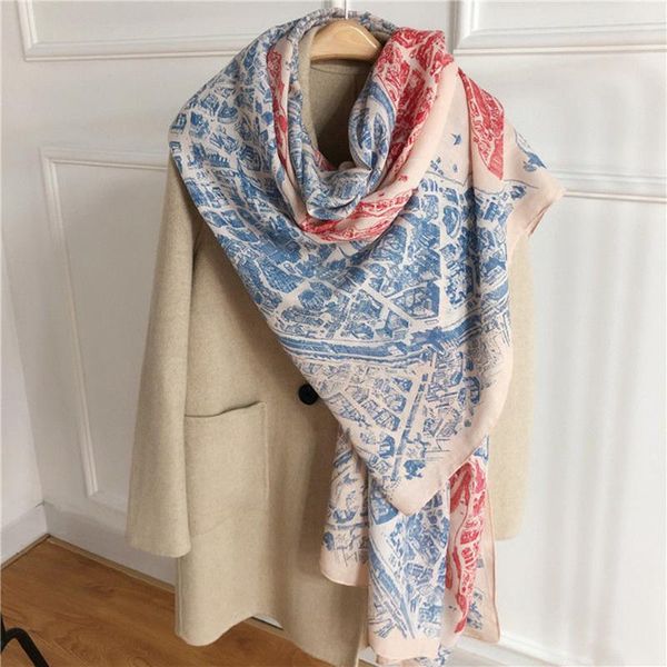 

scarves 2021 cotton and linen scarf women shawl printed 100%silk rectangle 180*90 cm, Blue;gray