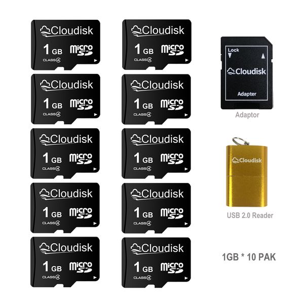 Pacote com 10 Cloudisk Micro SD 8GB 16GB 32GB 64GB Class10 Cartão de memória de venda em massa 1GB 2GB 4GB Class 4-Class 6