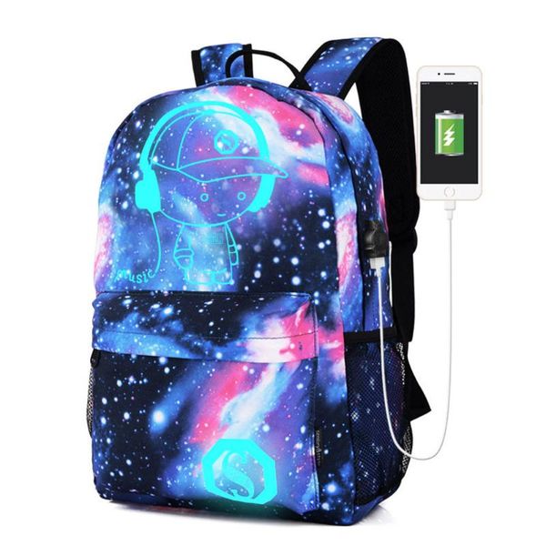 

backpack luminous school bag for teens girls boys waterproof with usb charger port and lock & pencil case lightweight