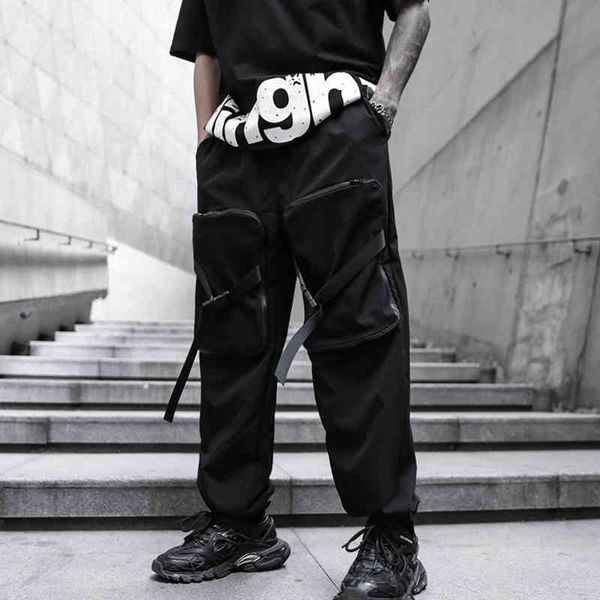 

pant men multi pockets hip hop casual black track joggers trousers fashion harajuku hipster streetwear