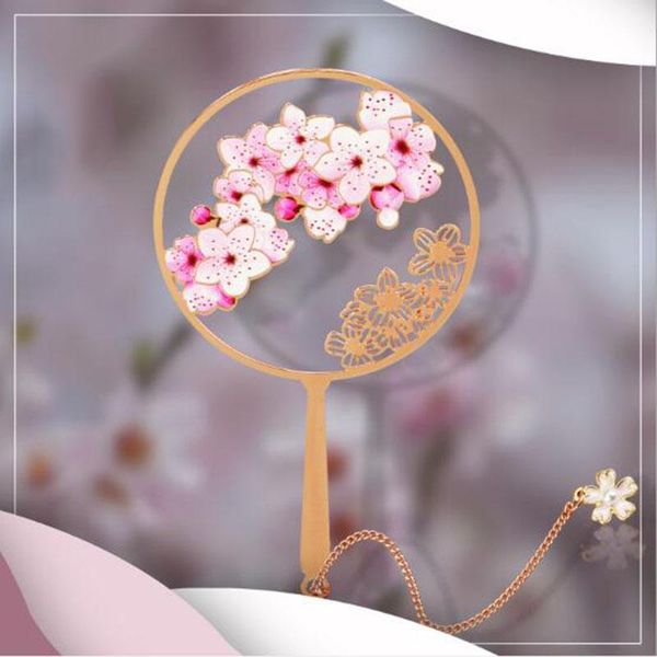 

bookmark chinese style bookmarks rose gold color classic fan metal art tassel pendant gift stationery