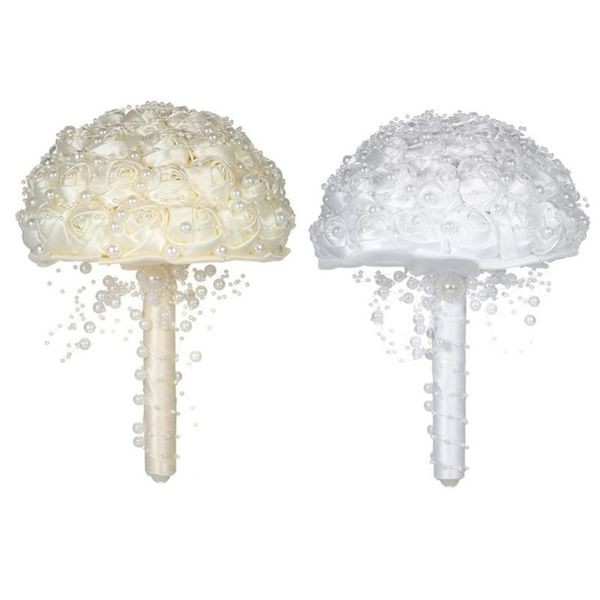 

decorative flowers & wreaths champagne satin attractive bouquet pearls decorated bride wedding supplies artificial
