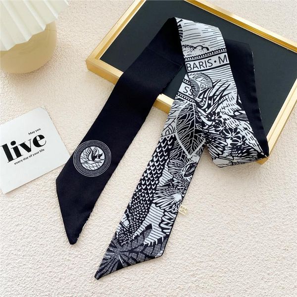 

scarves women silk scarf french poker skinny heart print foulard ladies bag head, Blue;gray