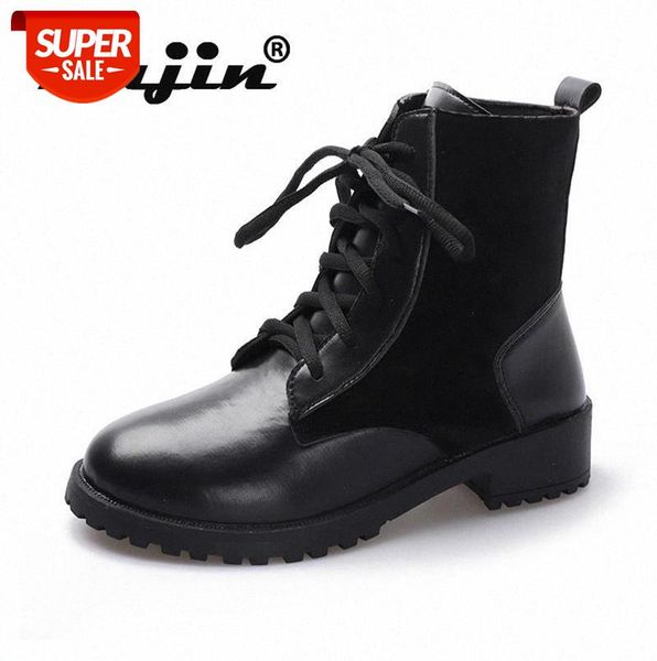 

fujin 2021 new style for autumn winter british style female fashion boots soft all-match round toe chunky heel lace-up boots #ch80