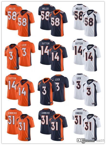 

men youth denverbroncos58 von miller 3 drew lock 14 courtland sutton 31 justin simmons 66 dalton risner football jerseys, Black;red