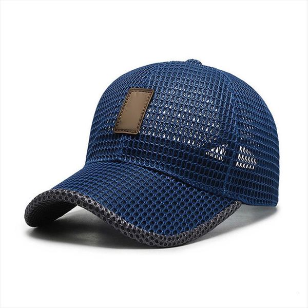 

summer extended eaves full mesh baseball cap women and men outdoor breathable shade sunhats adjustable dad hat casquette, Blue;gray