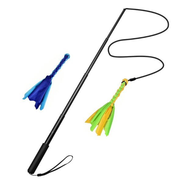 

1set retractable dog teaser pole puppy trainer tease pet training stick cat toys