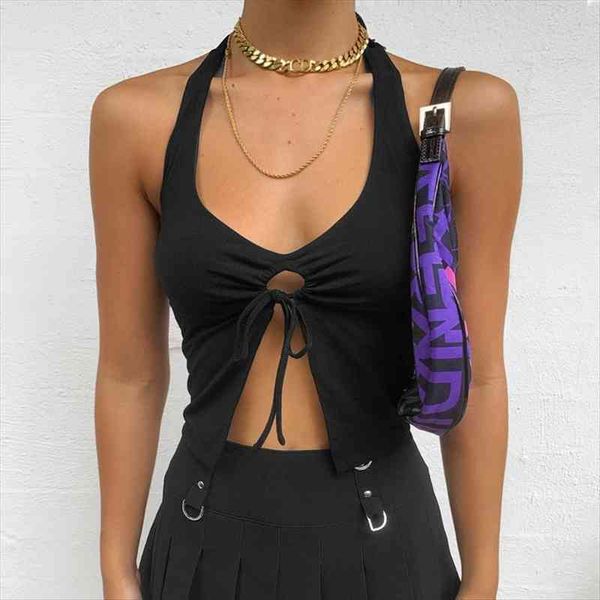 

halter backless tie women cami front summer sleeveless black crop ladies club party outfist streetwea, White