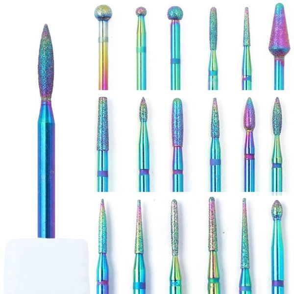 

1pc diamond rotary nail drill bit rainbow milling cutter electric manicure chameleon carbide cuticle burr art tool ji1514-11, Silver