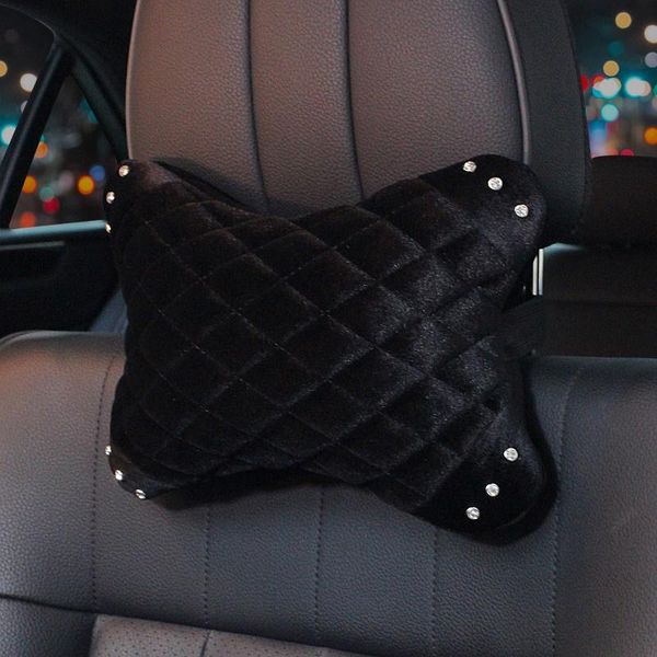

seat cushions 1pcs vehicle car soft warm headrest neck pillow automotive head rest diamond plush cushion interior accessories winter