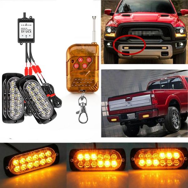 

emergency lights strobe car truck warning dash lamp 12led 18w 2 wire