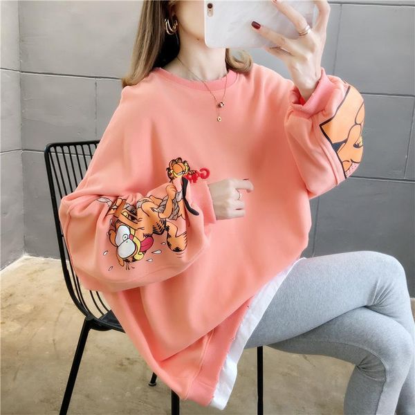

women's hoodies & sweatshirts oversized harajuku pink pullovers women casual loose sweatshirt 2021 fashion autumn winter long sleeve ca, Black