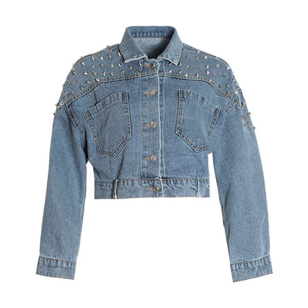 

spring south korea ins denim jacket lapel casual loose long-sleeved rivet women women's jackets, Black;brown