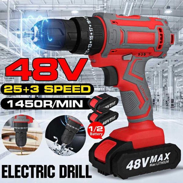 

cordless drill electric screwdriver 25+3 torque hammer impact with rechargeable lithium-ion battery professiona drills