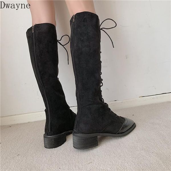 

boots long children 2021 autumn korean fashion thick with retro knight net red wild handsome motorcycle, Black