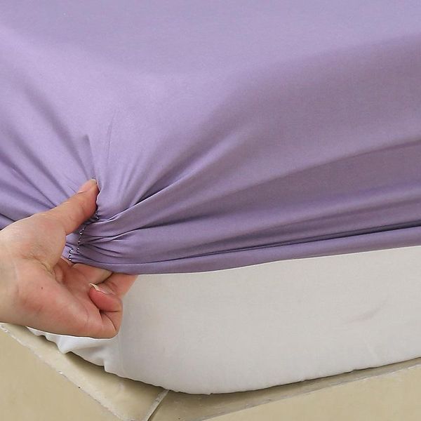 

sheets & sets 1 piece of polyester fiber solid color bed sheet mattress cover fixed with elastic band. ( not included).