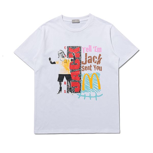 

men's t-shirts cactus jack smile printed men's and women's t-shirts, cotton short sleeve shirts, White;black