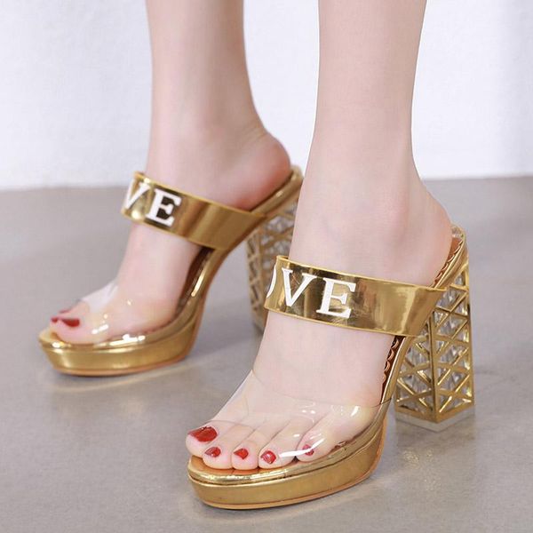

dress shoes block heel women sandals open toe transparent clear heals slingback sandal gold, Black