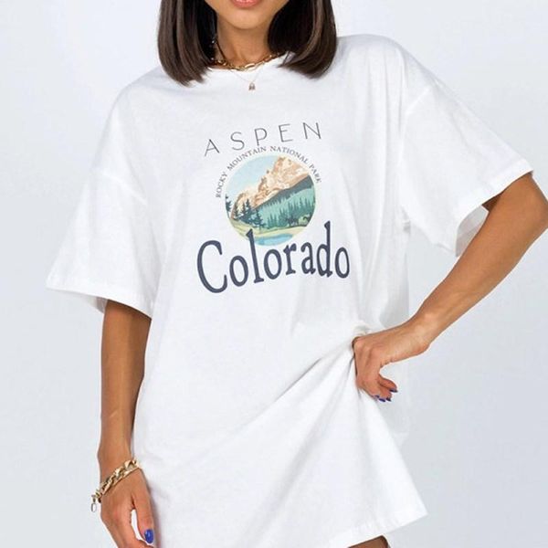 

natural scenery letter print vintage white graphic t shirts women short sleeve o neck loose casual shirt lady 2021 summer women's t-sh