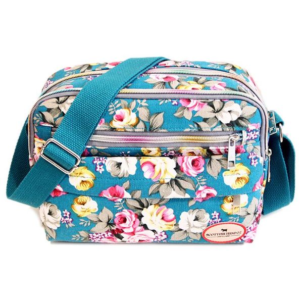 

dog car seat covers fashion printing women messenger bags canvas sport mummy bag ladies(lake blue)