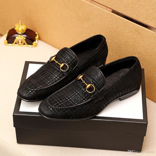 

l5 2020 formal shoes pointed toe dress fashion men loafers leather oxford shoes for men mariage wedding shoes, Black