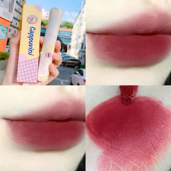 

lip gloss glaze velvet matte 6 colors long-lasting moisturizing red lipstick makeup tint waterproof non-stick cup