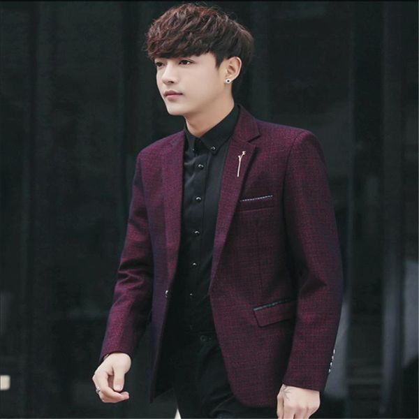 

men's suits & blazers pure color men dress jacket asian size 4xl 5xl business banquet suit casual blazer, White;black