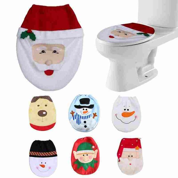 Decorações de Natal para Casa Boneco de Neve Papai Noel Casa de Assento WC Tampa Toilet LID Elf Ano Novo ornamets New