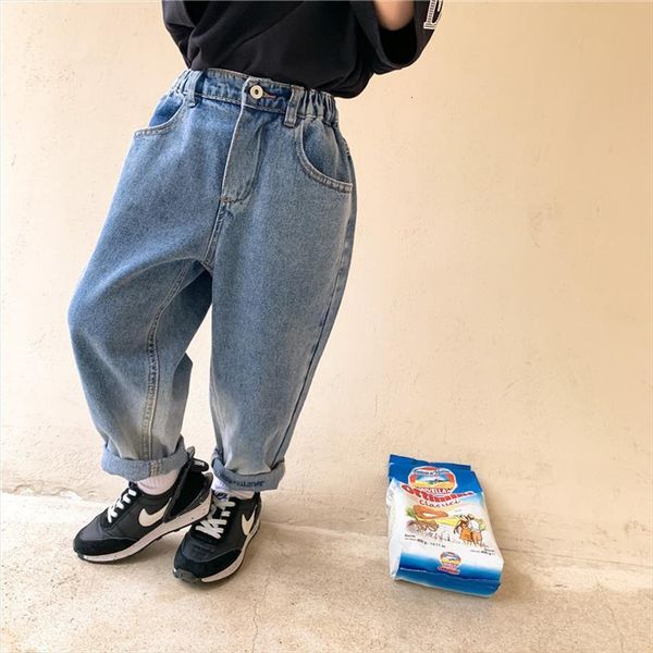 

autumn boys fashion tie dye jeans girls children all match loose denim pants, Blue