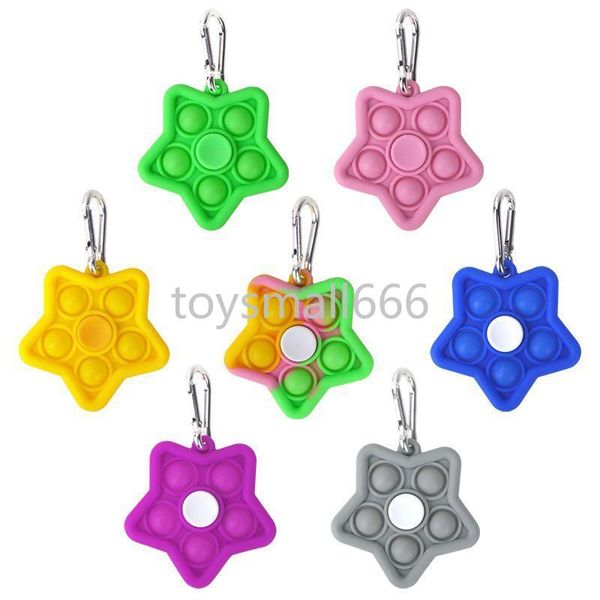 

in stock silicone keychain pendants soft push bubble star fidget spinner toy can relieve children's anxiety and stress toys