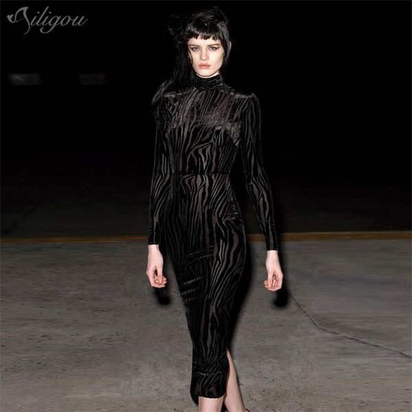 

mesh transparent tight dress summer women's striped long sleeve black club party 210525, Black;gray