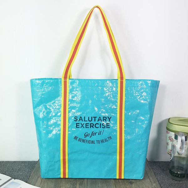 

shopping bags large pp woven tote bag with color handles promotional available for custom