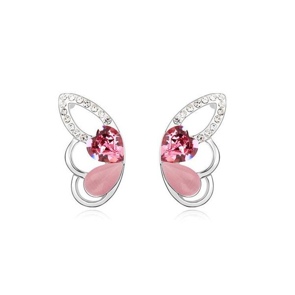 

stud design fashion jewelry crystal butterfly flying earrings for woman shiny hollow trendy elegant earring female, Golden;silver