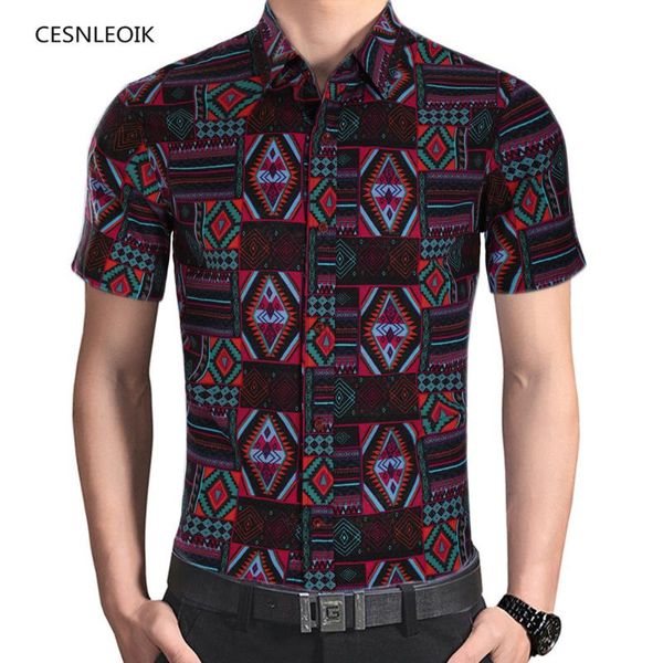 

shirt fashion 2021 spring casual slim fit mens shirts short sleeve digital print night club dress social men men's, White;black