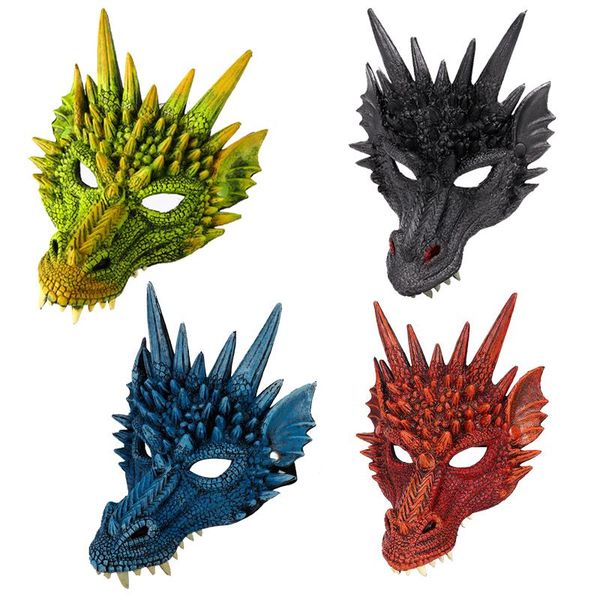 

party masks 4d blue dragon mask half face halloween costume decorations soft cosplay props scared for kids teens