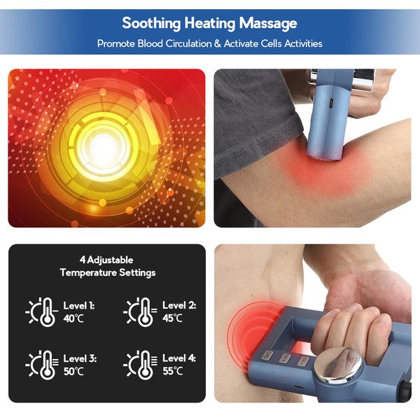 

lcd display electric massage gun deep powerful tissue massage gun vibration heating muscle massager rechargeable cordless massagperfections