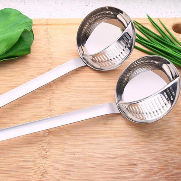 

spoons stainless steel kitchen cooking utensils 2 in 1 creative soup spoon colander dinnerware accessories