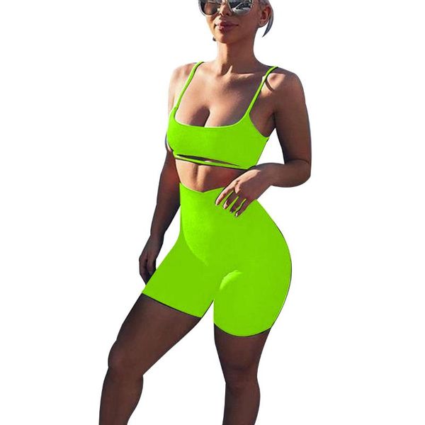 

summer women suit two 2 piece set sleeveless strapless casual sporting solid tracksuit lf61 women's tracksuits, Gray